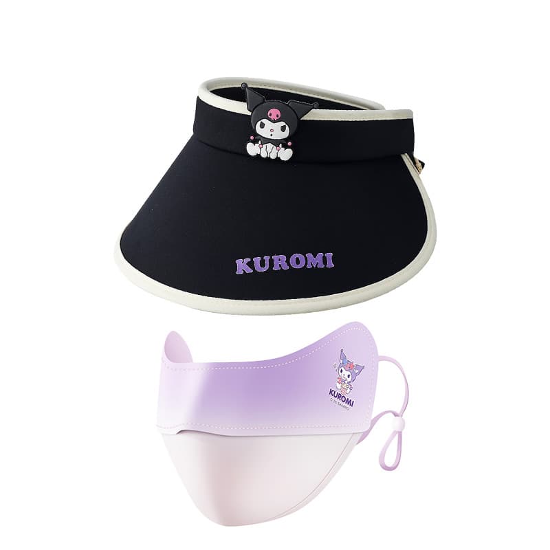 Sanrio x Куроми Черный милый 3D-кукла Унисекс солнцезащитная шапка с визором 100% полиамид - изображение 1