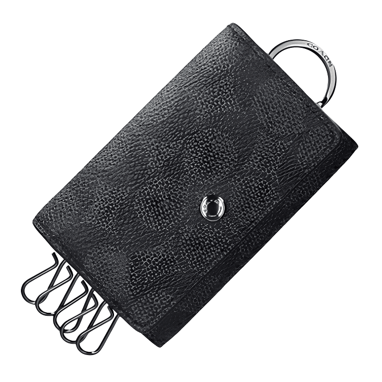Ключница COACH Покрытый холст Key Pouch Стандартный (Standard) Мужской Черный - изображение 3