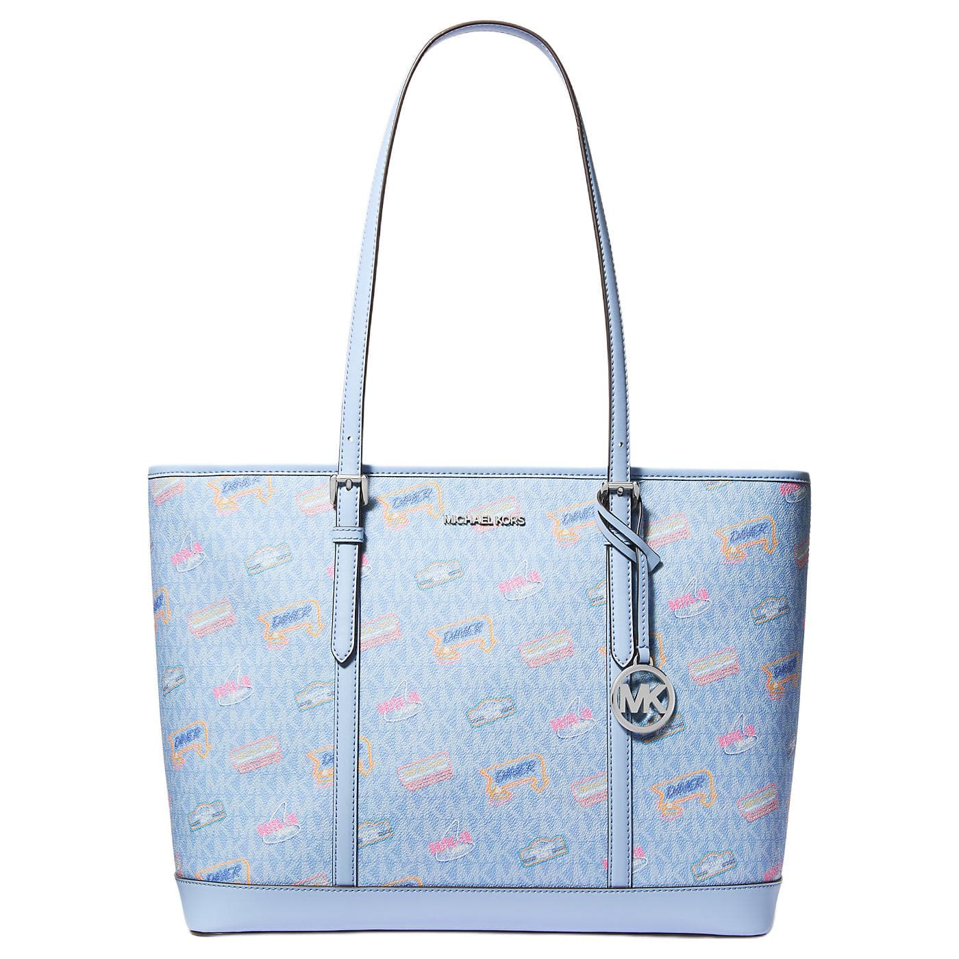 Мини-сумка MICHAEL KORS Jet Set Покрытый холст Тоут Сумка Сумка для покупок Сумка Сумка через плечо Большая Женская Синяя - изображение 1