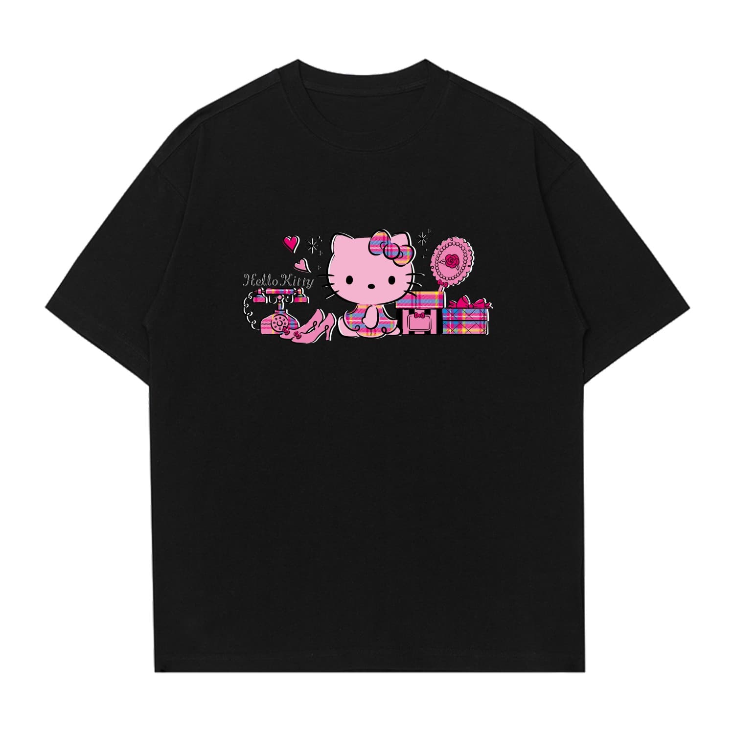 Футболка Sanrio x Hello Kitty Хелло Китти Летняя футболка унисекс 2025 черно-белая - изображение 1