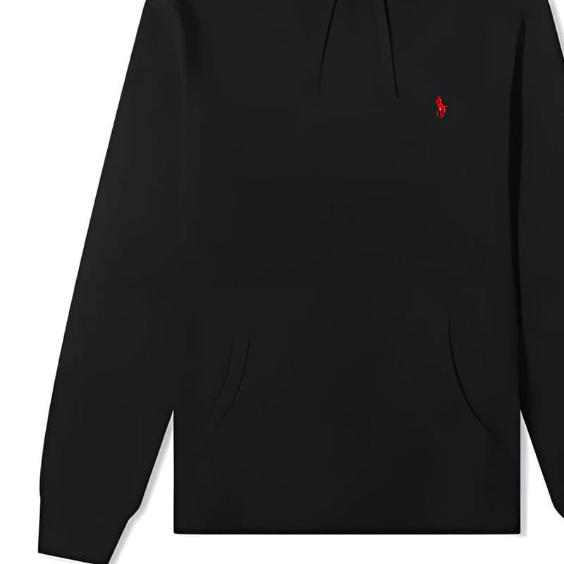Худи Polo Ralph Lauren Вышивка логотипа пони С капюшоном С флисовой подкладкой Толстовка Мужское Черное - изображение 2
