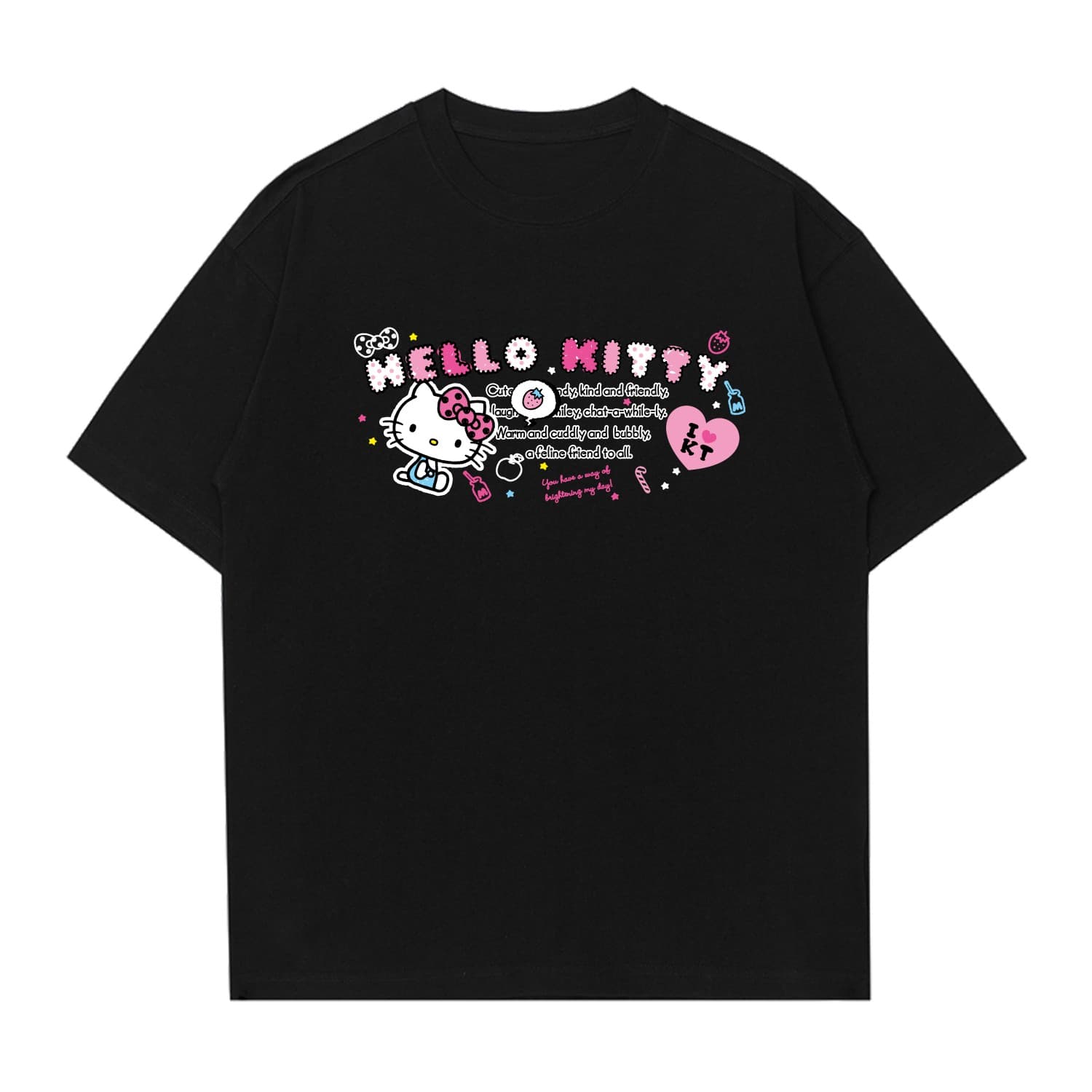 Футболка Sanrio x Hello Kitty Хелло Китти T-рубашка унисекс черно-белая - изображение 1