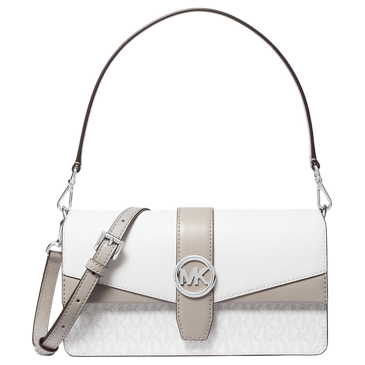 Мини-сумка MICHAEL KORS Greenwich Покрытая холстовая сумка через плечо среднего размера женская белая - изображение 1