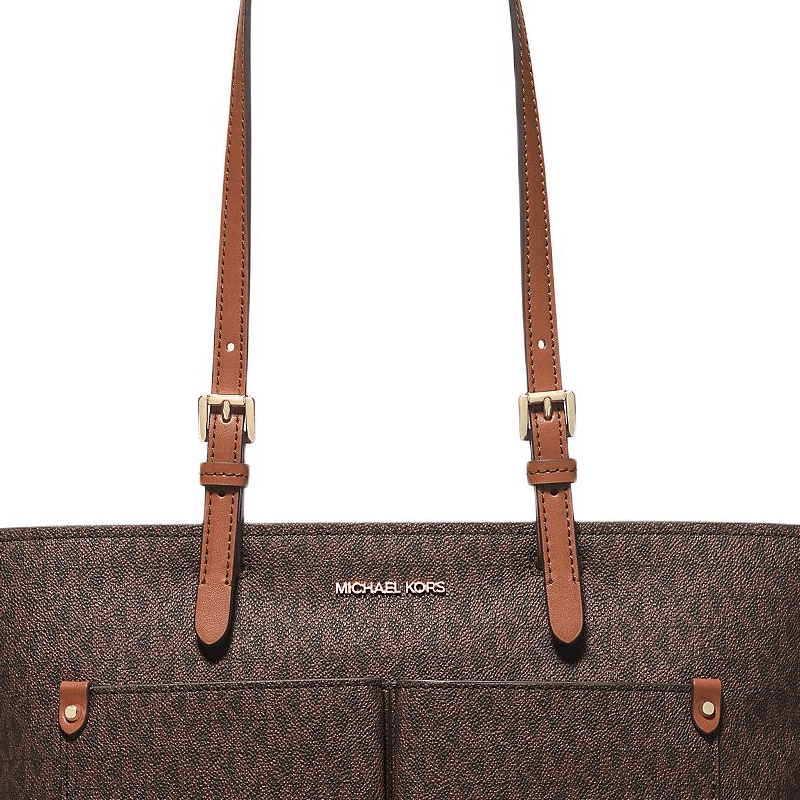 Мини-сумка MICHAEL KORS Покрытый холст Сумка-тоут для покупок сумка через плечо средняя женская коричневая - изображение 4