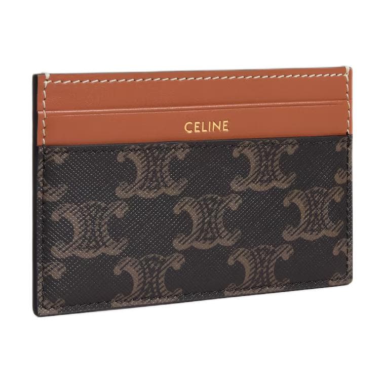 Картхолдер Celine TRIOMPHE CANVAS с телячьей кожей средний женский кошелек коричневый - изображение 2