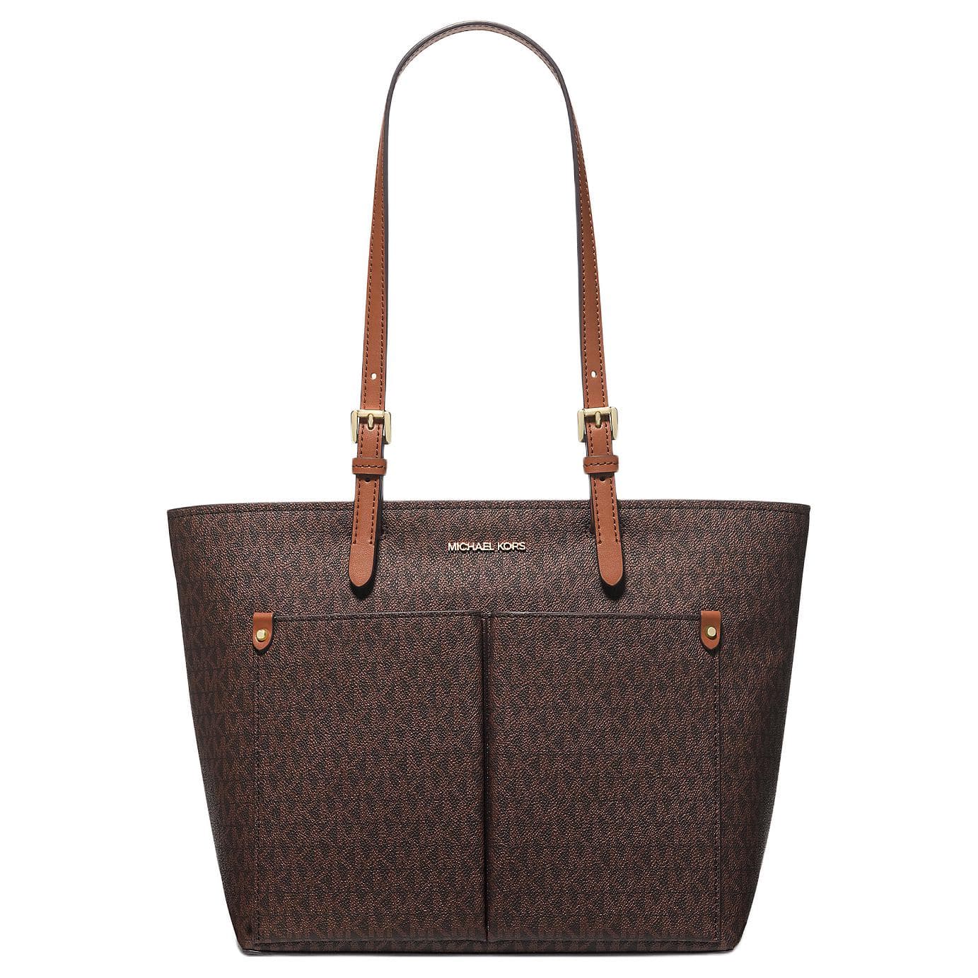 Мини-сумка MICHAEL KORS Покрытый холст Сумка-тоут для покупок сумка через плечо средняя женская коричневая - изображение 1