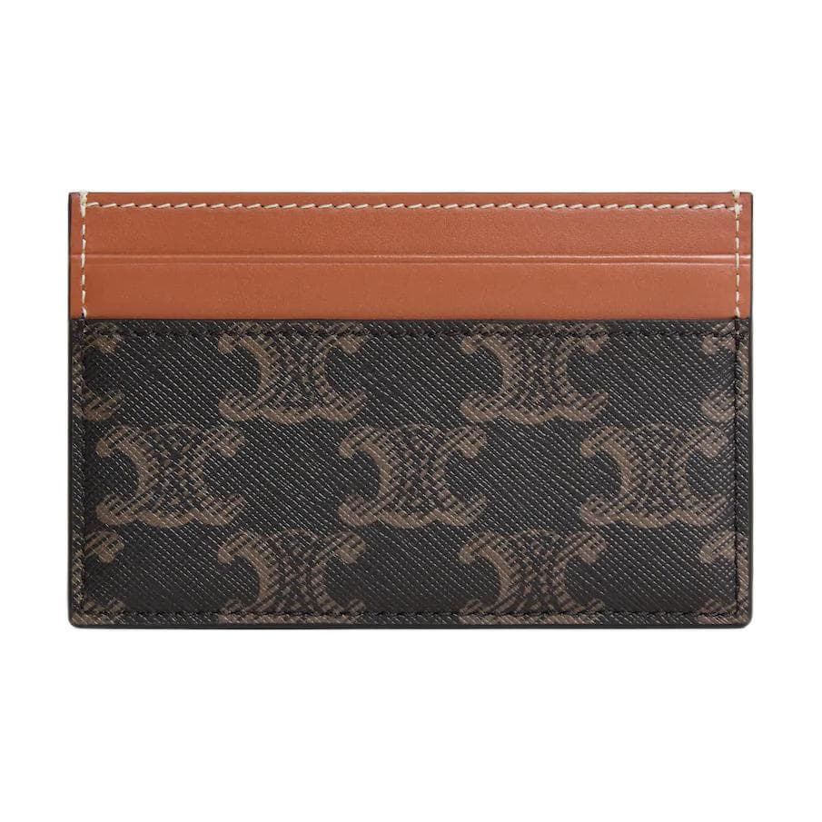 Картхолдер Celine TRIOMPHE CANVAS с телячьей кожей средний женский кошелек коричневый - изображение 3