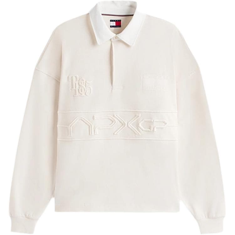 Поло Tommy Hilfiger x F1 KUANGBIAOFEICHEDIANYING LIANMINGKUAN SS25 Мужское Поло Сливочного цвета - изображение 1