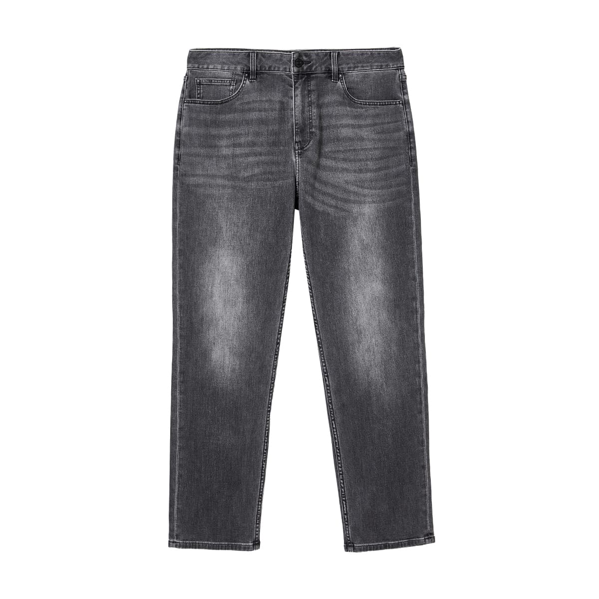 Штаны JACK&JONES Удобные универсальные модные повседневные джинсы мужские прямого кроя с пуговицами и кожаным логотипом на поясе, свободные дышащие мягкие винтажные - изображение 2