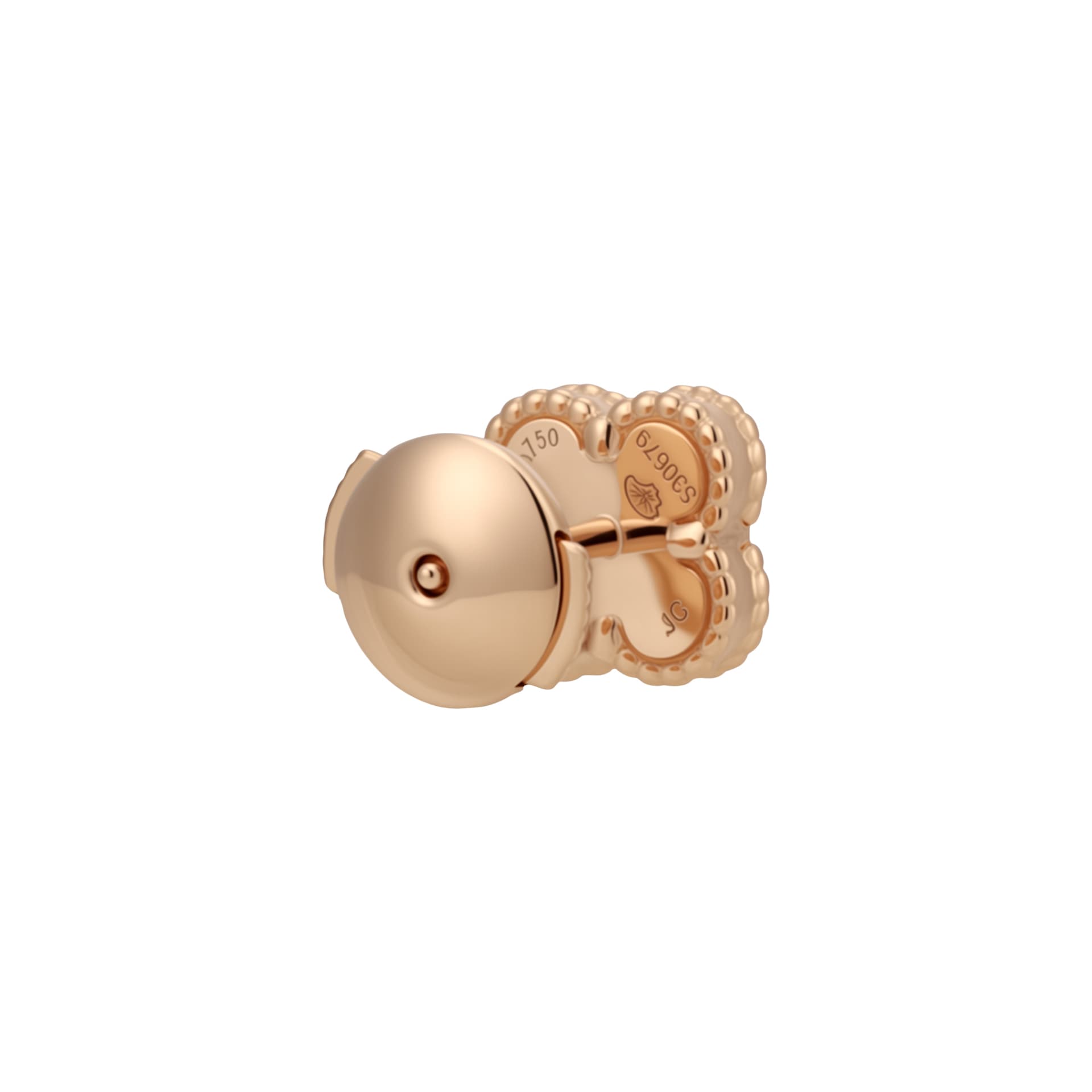Серьги Van Cleef & Arpels Alhambra Carnelian Single Flower Earrings Rose Gold - изображение 4