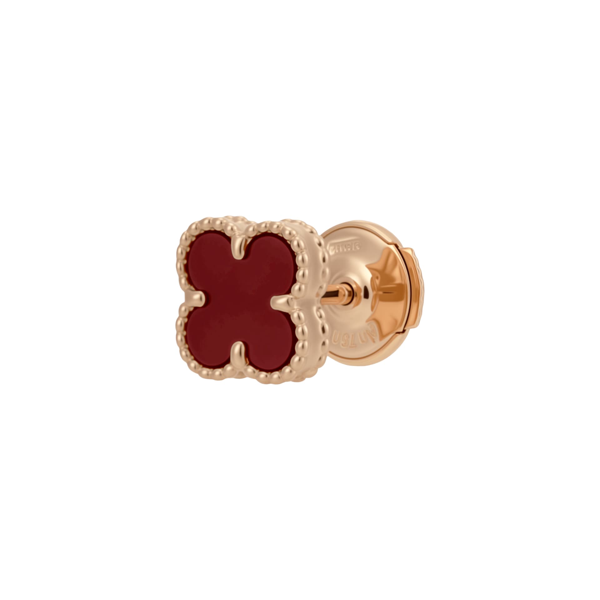 Серьги Van Cleef & Arpels Alhambra Carnelian Single Flower Earrings Rose Gold - изображение 3