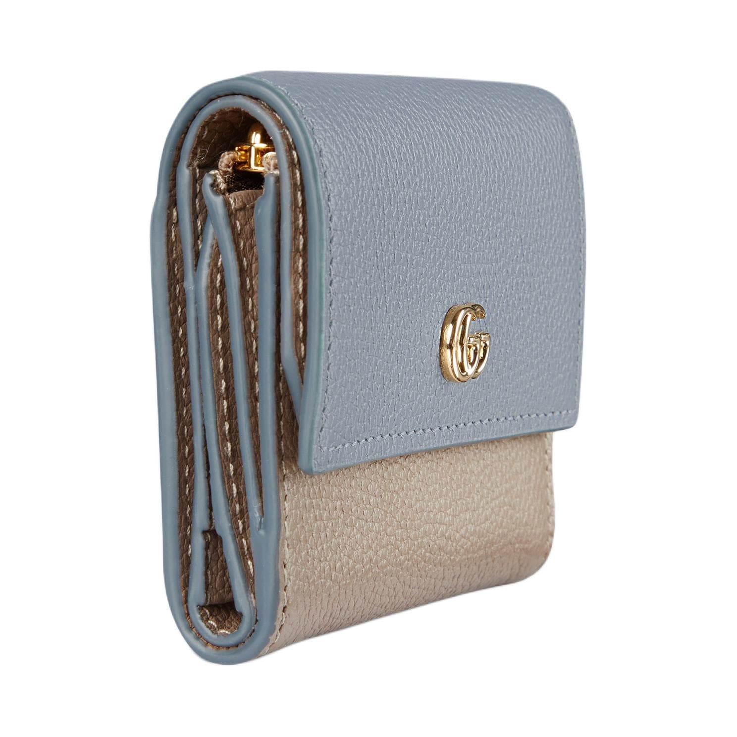 Кошелек GUCCI GG Marmont Кожа Кошелек Мини Женский Светло-Синий и Бежевый - изображение 2