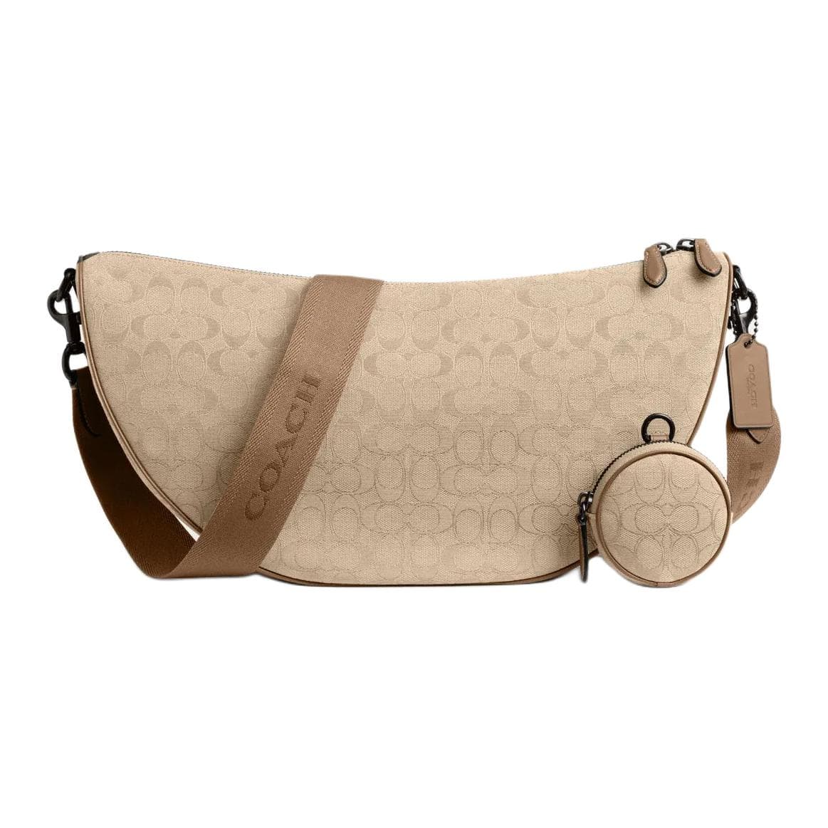 Сумка через плечо COACH HALL Жаккардовый трикотаж Сумка на плечо Большая Мужская Светло-янтарная - изображение 1