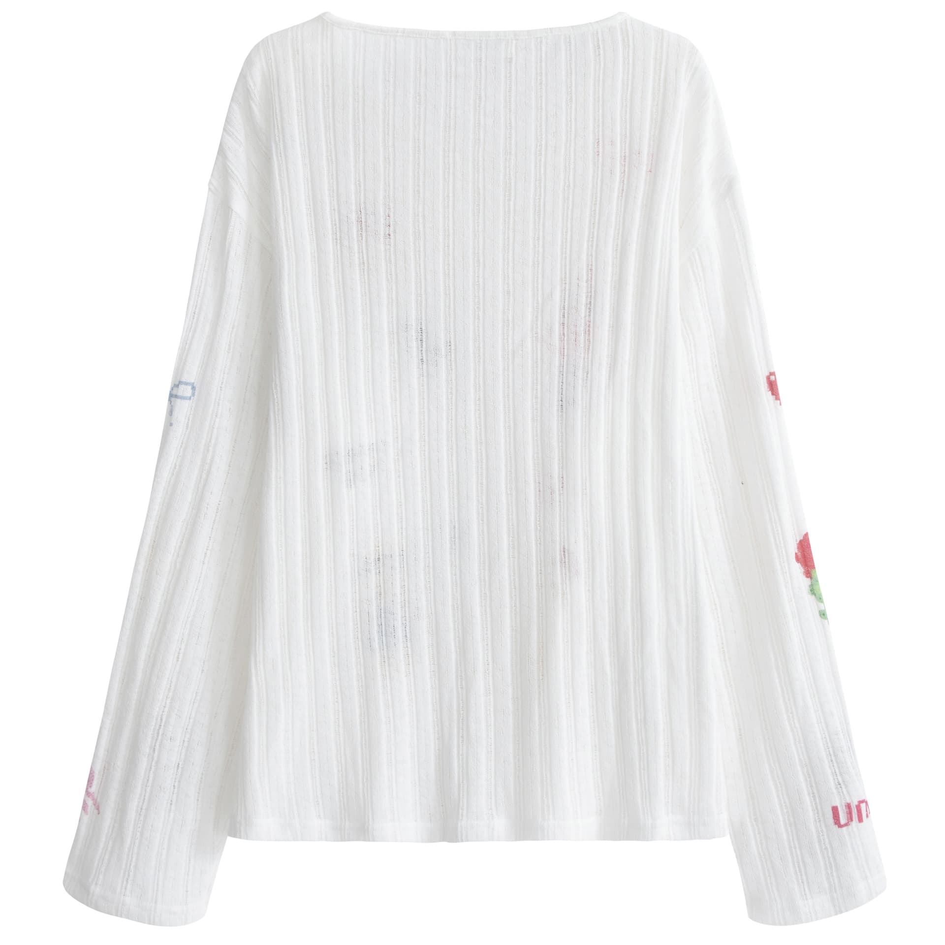 Кофта UNIFREE Cute Print Loose Thin Hollow Long Sleeve Tee - изображение 2