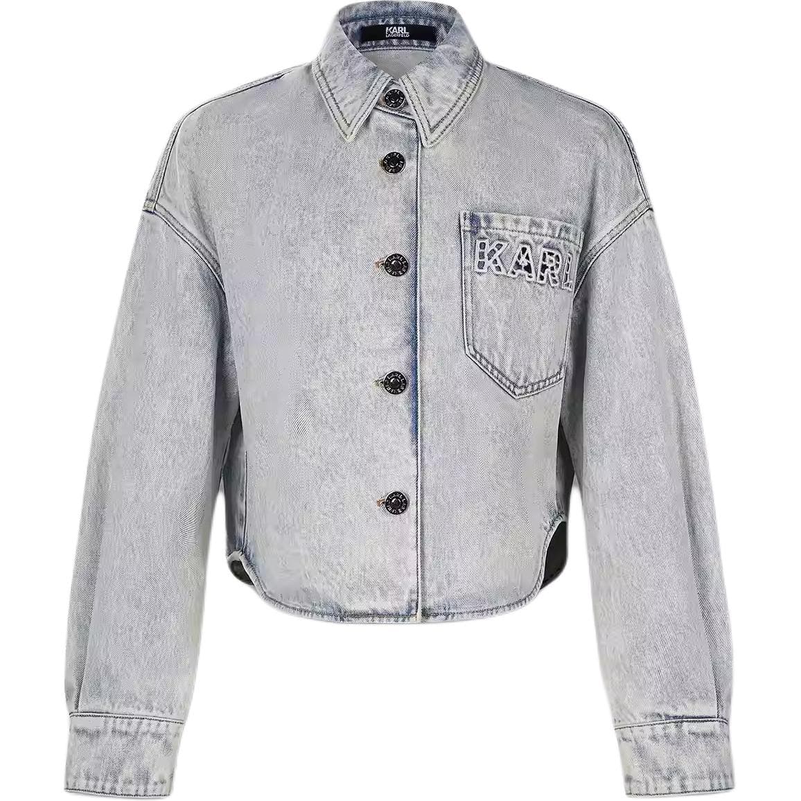 KARL LAGERFELD / Karl Lagerfeld Jeans Городская Жизнь/Путешествие/Коммутирование Роскошь Джинсовые Куртки С Отложным Воротником И Однобортной Застежкой Для Женщин - изображение 1