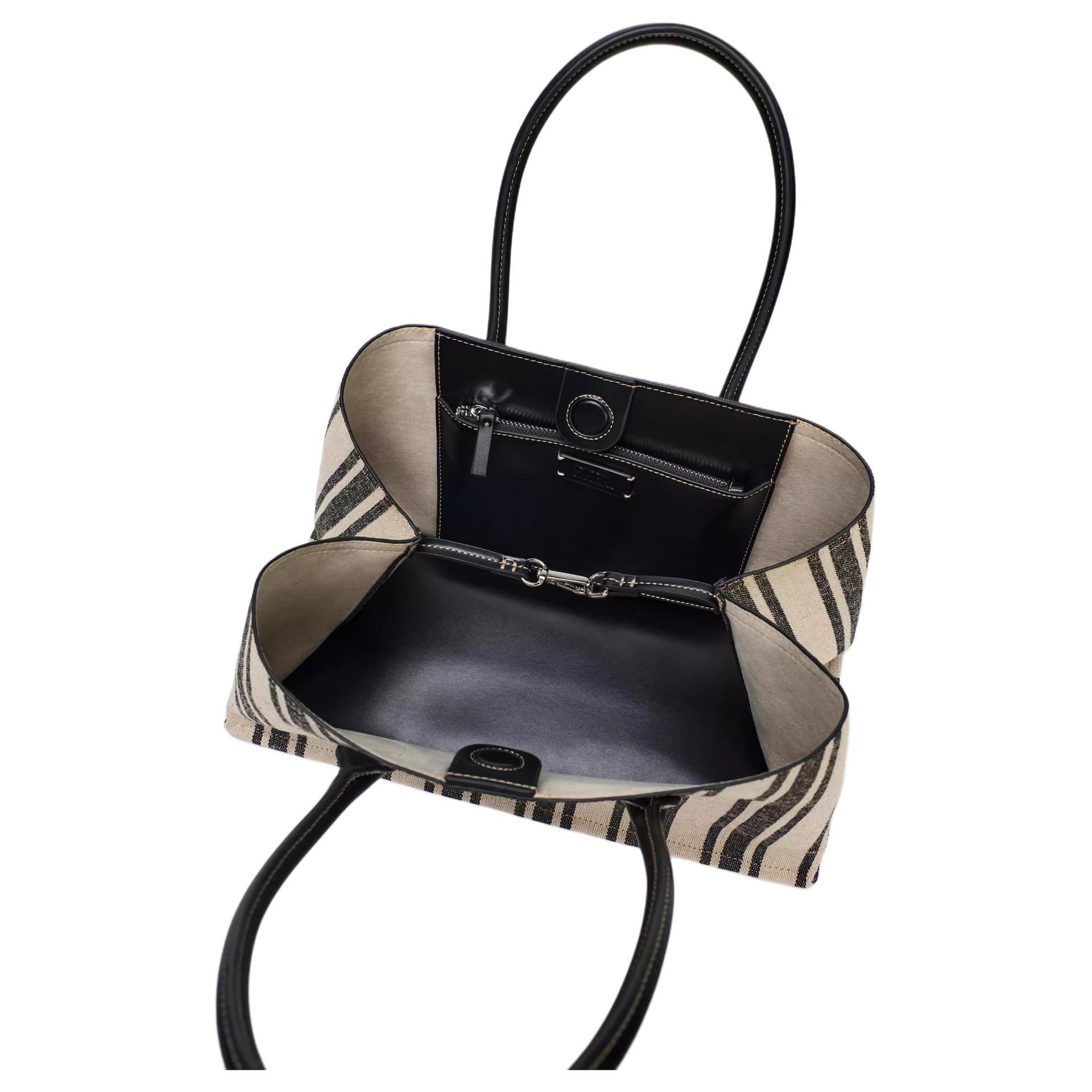 Мини-сумка ZARA Colorblock Stripe Tote Bag Large Black - изображение 5