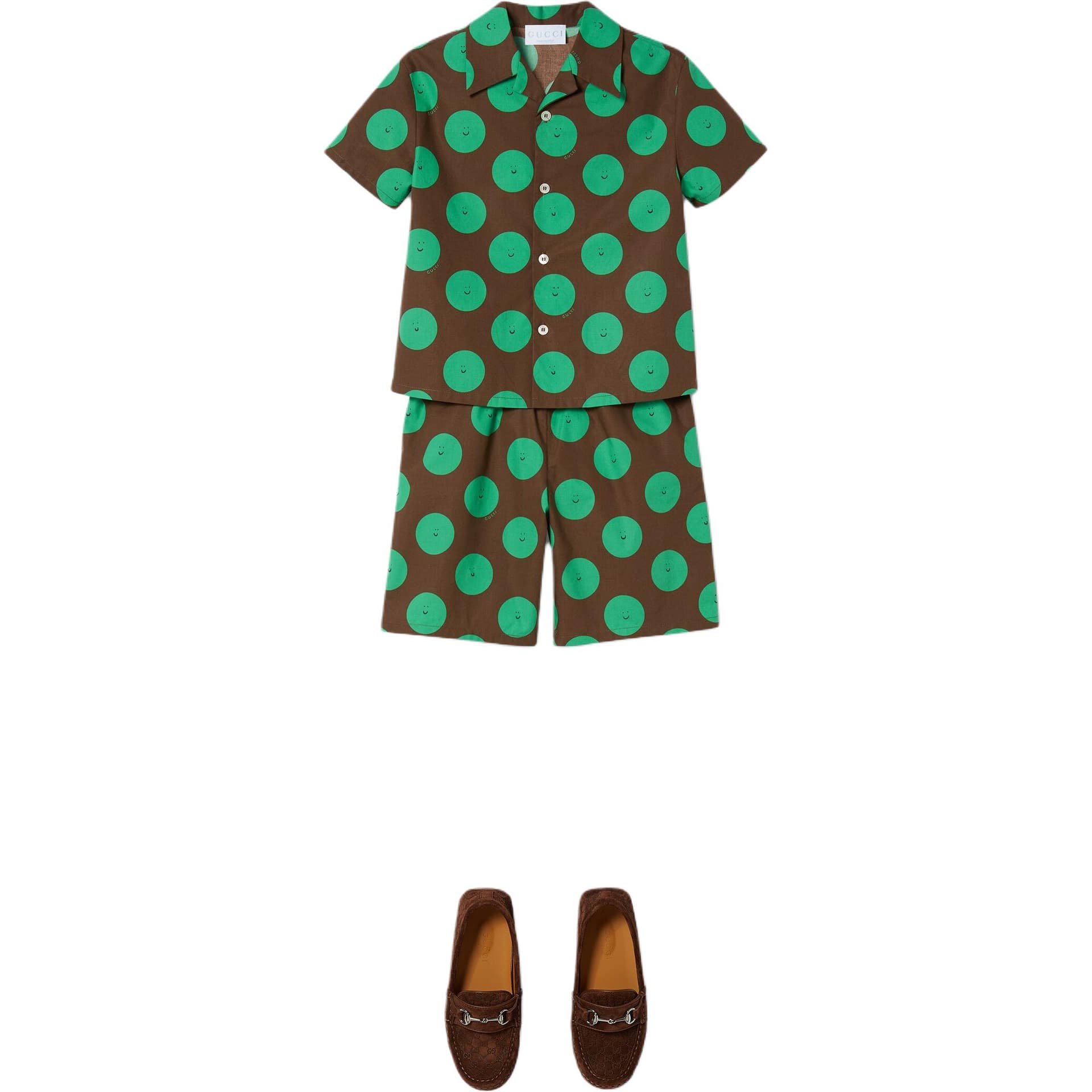 GUCCI Коричнево-зеленые Kids Шорты - изображение 3