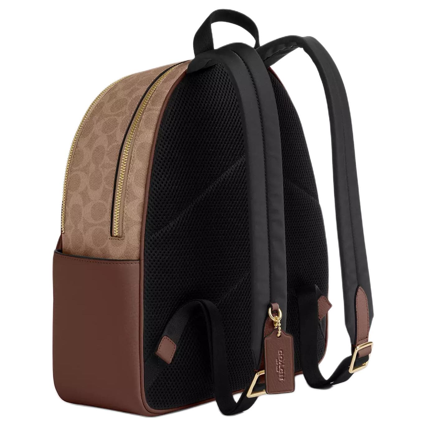 Рюкзак COACH Корт Коровья кожа искусственная кожа ткань рюкзак большой женский коричневый желтый и коричневый - изображение 2