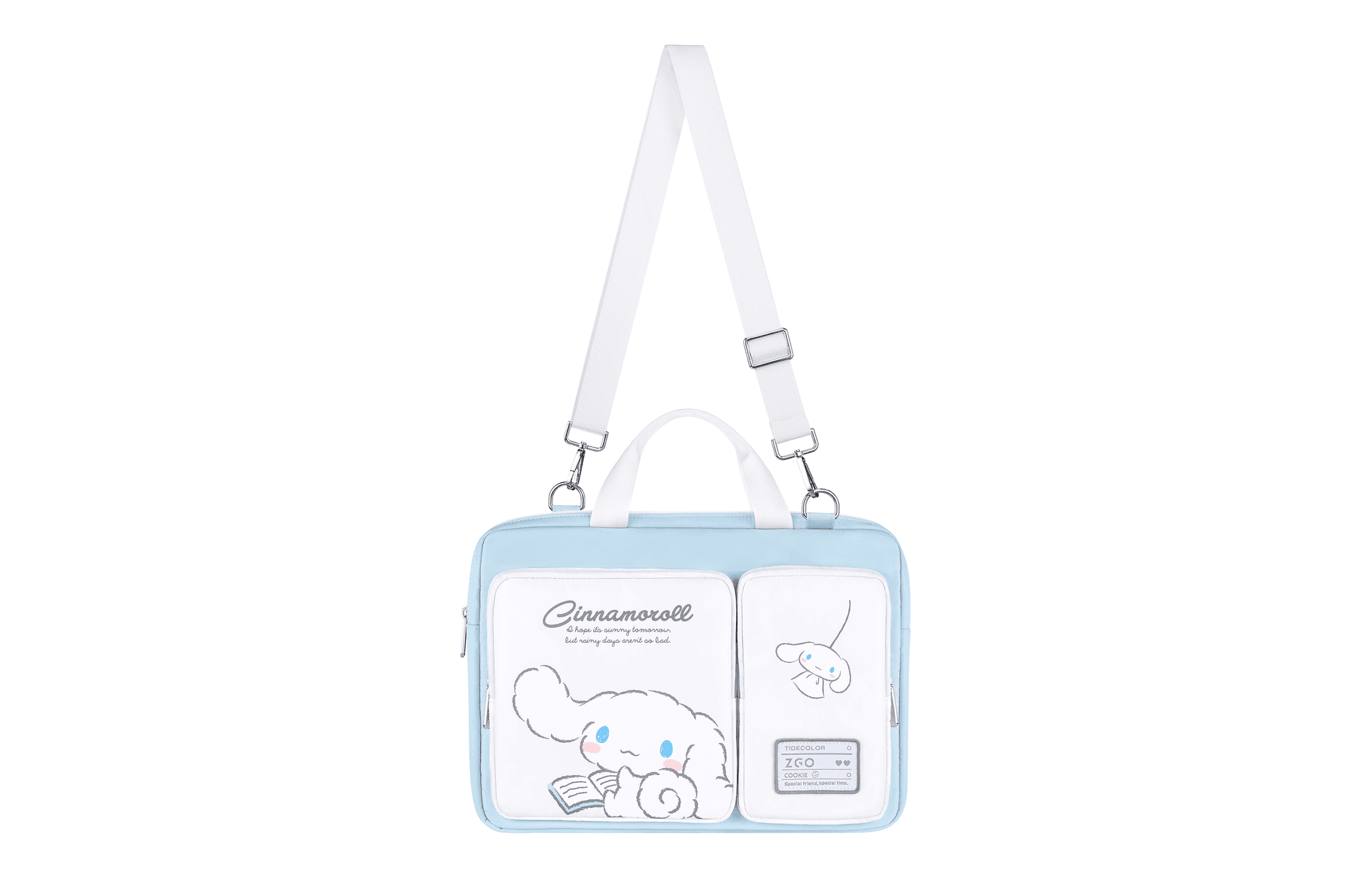 Sanrio x Sanrio Серия Cinnamoroll Очаровательная ручная сумка через плечо для ноутбуков 14-16 дюймов Huawei Apple Lenovo Asus Полиэстер Большой размер Женский Синий - изображение 2