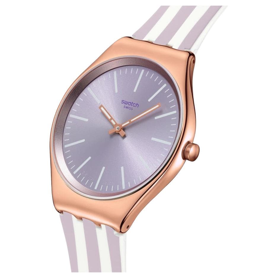 Часы Swatch Essentials Кварцевый механизм 30 м водонепроницаемость унисекс часы 38*45,6 мм фиолетовый циферблат - изображение 2