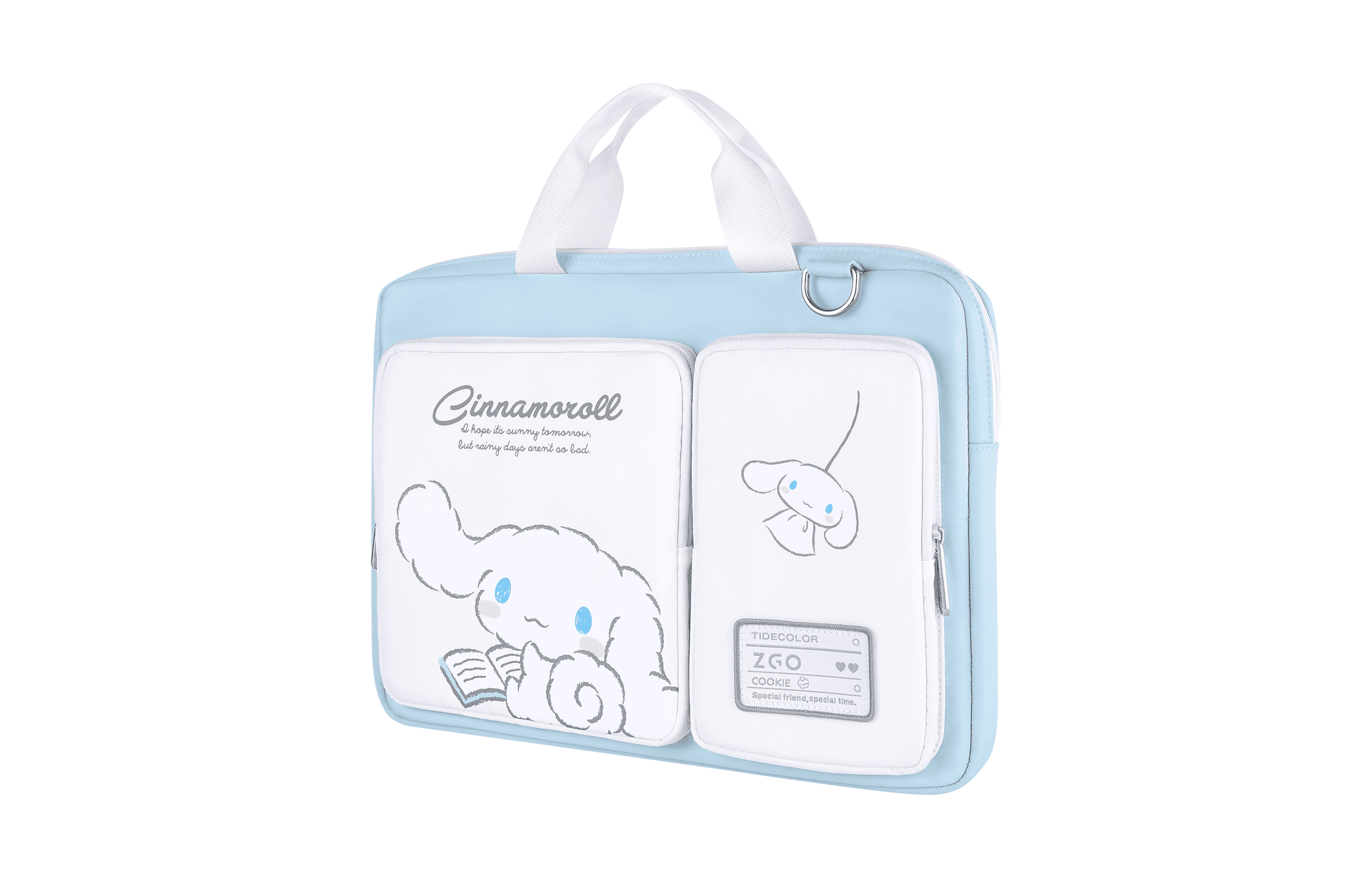 Sanrio x Sanrio Серия Cinnamoroll Очаровательная ручная сумка через плечо для ноутбуков 14-16 дюймов Huawei Apple Lenovo Asus Полиэстер Большой размер Женский Синий - изображение 3