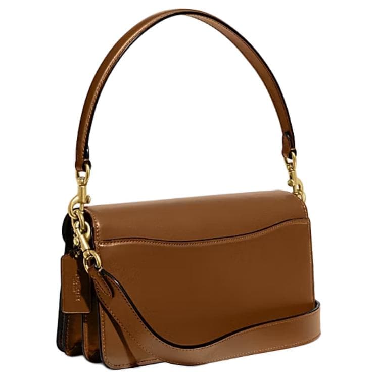 Мини-сумка COACH Tabby Коровья кожа Настольный Сумка через плечо Сумка на плечо Средняя Женская Коричнево-желтая - изображение 2