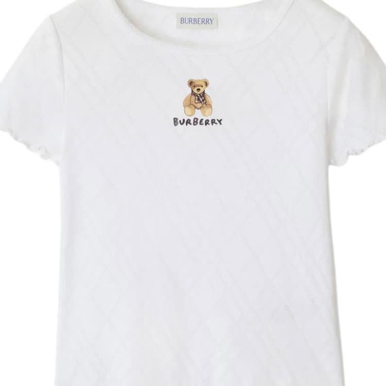 Футболка Burberry Thomas Bear T Рубашка Белая Детская - изображение 3