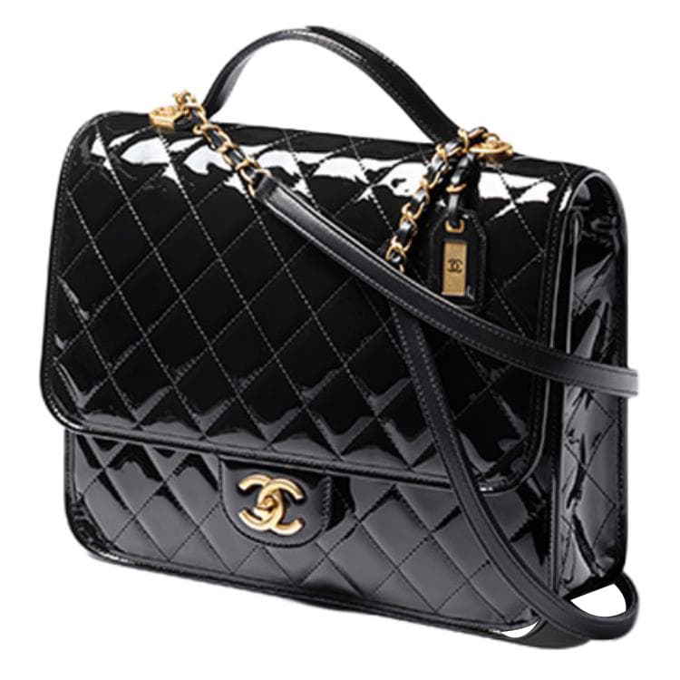 Рюкзак CHANEL 22K Vintage Patent Backpack Large Black - изображение 2