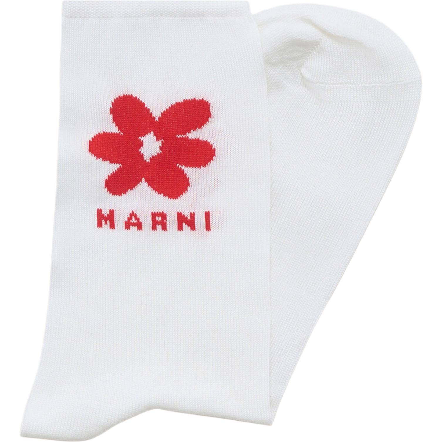 Носки Marni Белые Унисекс Носки Crew - изображение 4