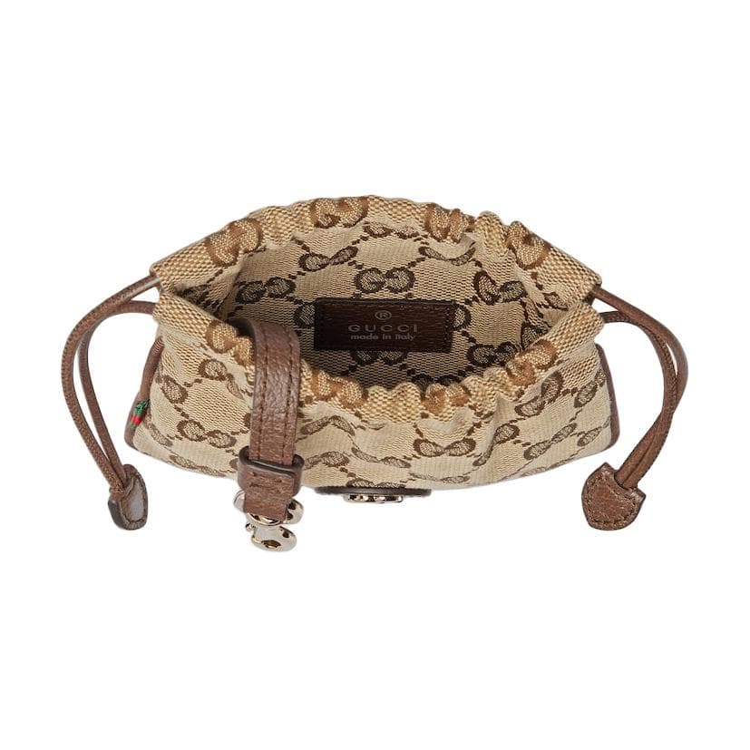 Портмоне GUCCI GG Canvas Украшение Монета Кошелек Нано Женский Бежевый и Темно-Коричневый - изображение 4