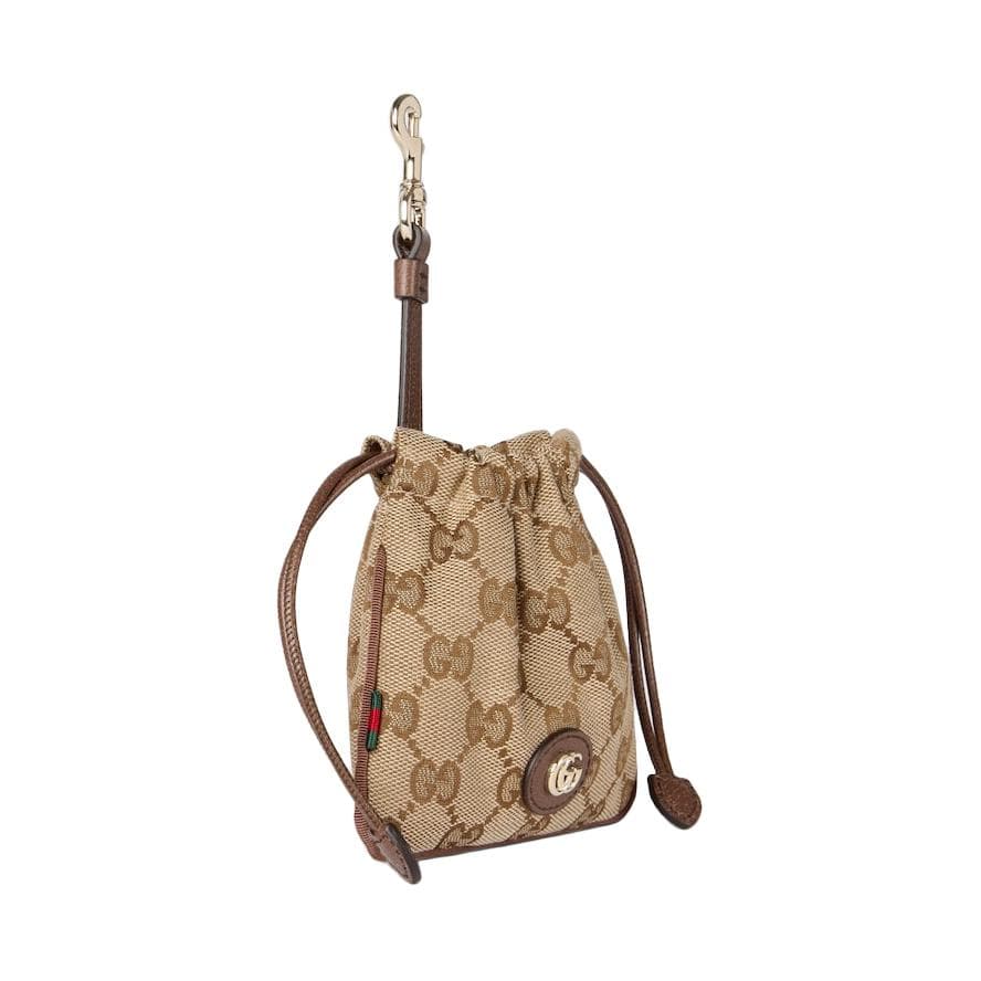 Портмоне GUCCI GG Canvas Украшение Монета Кошелек Нано Женский Бежевый и Темно-Коричневый - изображение 2