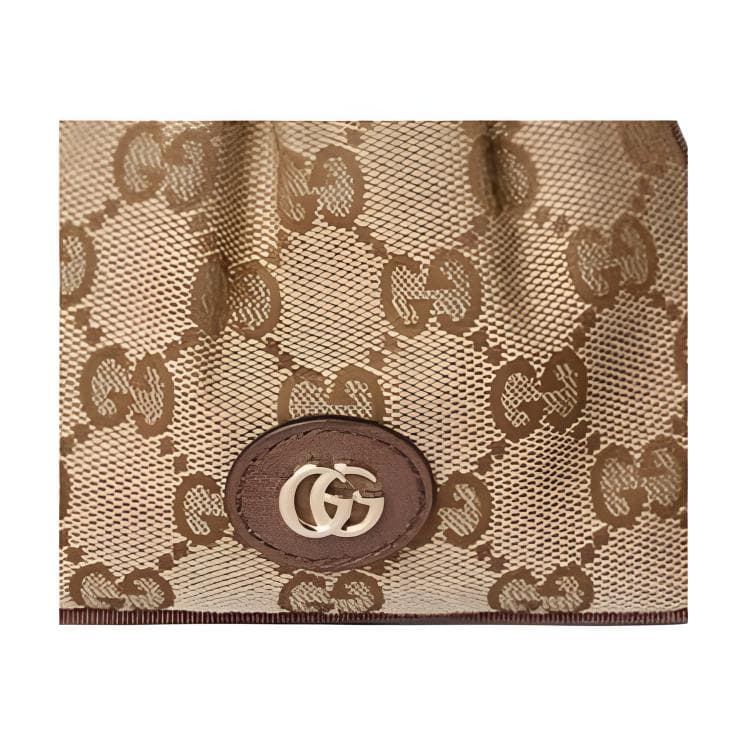 Портмоне GUCCI GG Canvas Украшение Монета Кошелек Нано Женский Бежевый и Темно-Коричневый - изображение 5