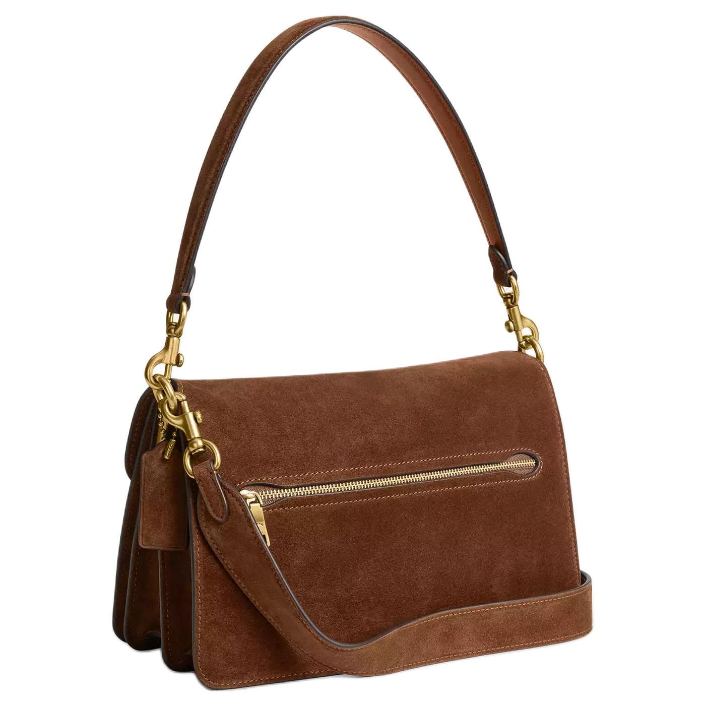 Мини-сумка COACH Цепочка Искусственная замша Сумка через плечо Сумка на плечо Средняя Женская Латунь и Теплый коричневый - изображение 2