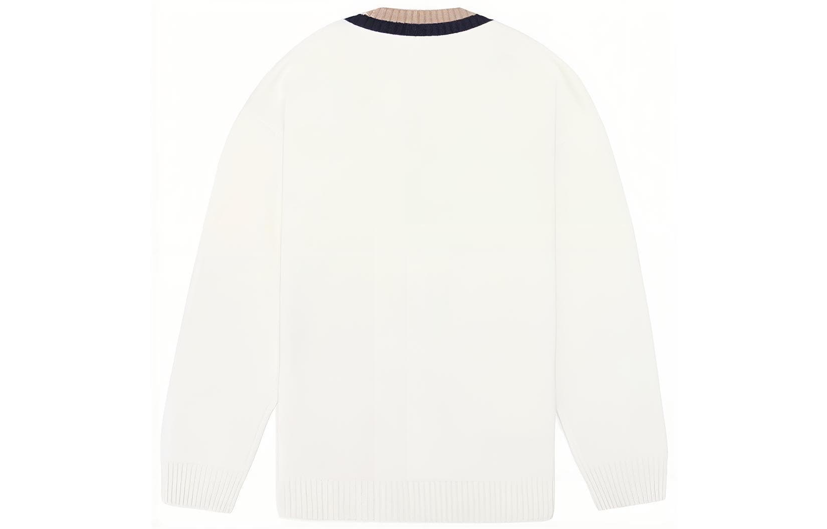 Кофта LI-NING 1990 Classic Series Однотонный Вышивка Однобортный Пуловер Трикотаж Женский Экрю - изображение 2