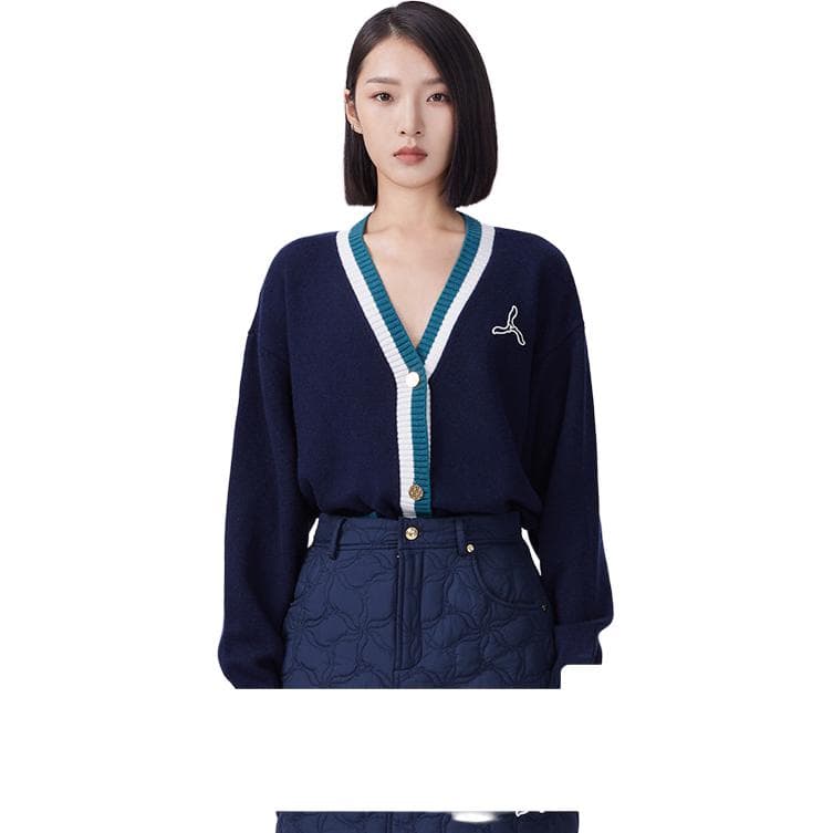 Кофта LI-NING 1990 Classic Series Однотонный Вышивка Однобортный Пуловер Трикотаж Женский Экрю - изображение 3