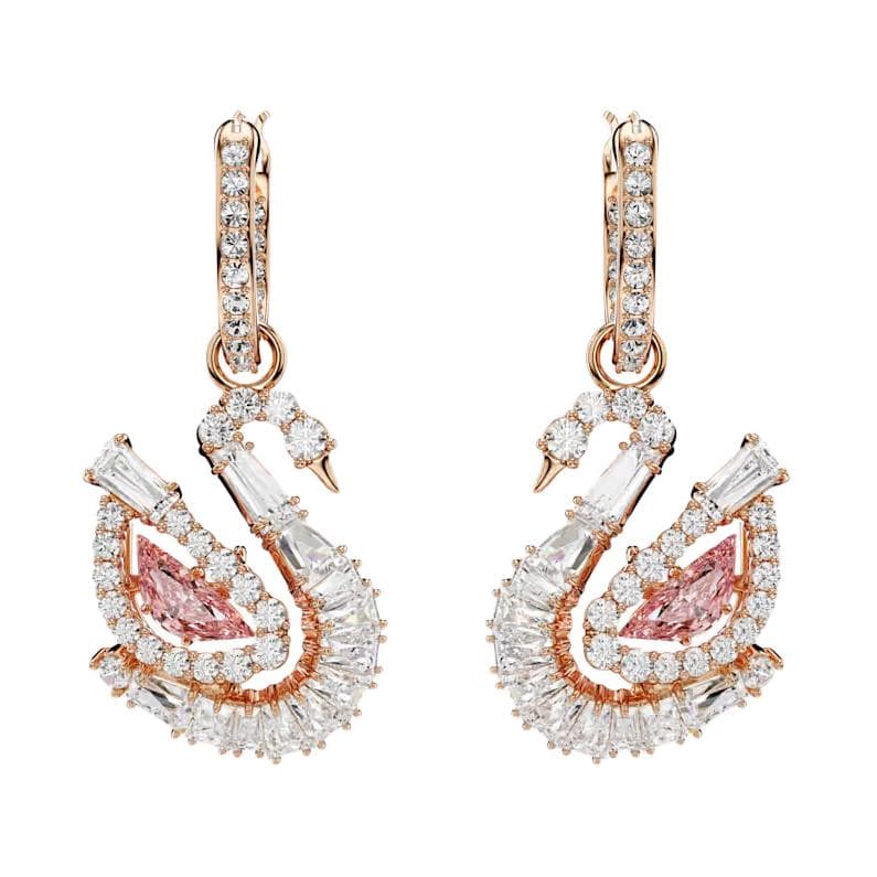 Серьги Серьги Swarovski с цирконием унисекс розовые - изображение 2