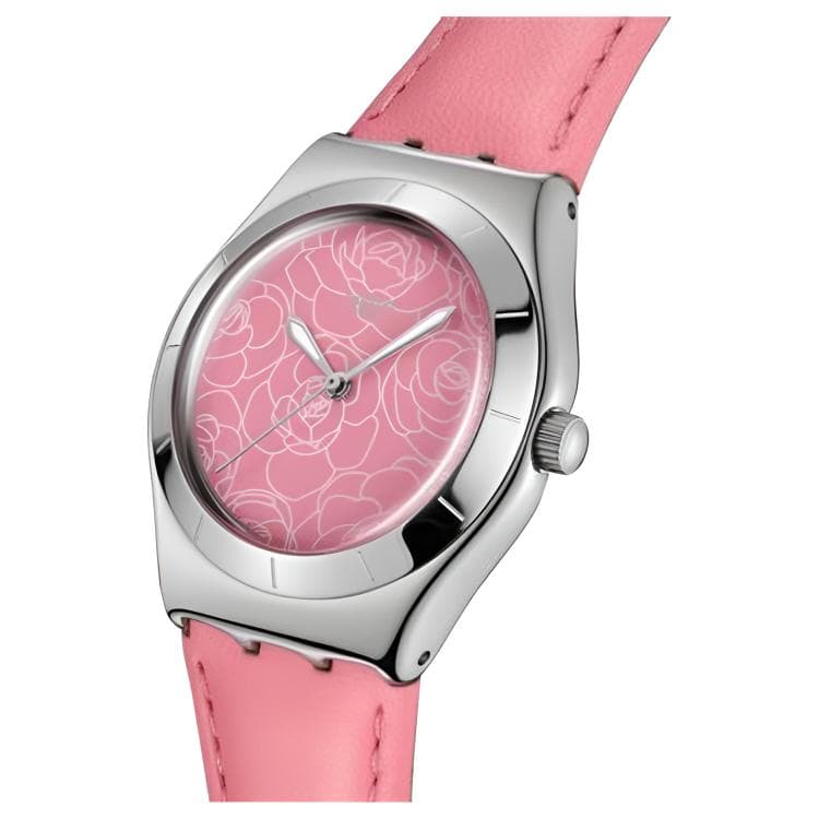 Часы Swatch Quartz Механизм Унисекс Часы Розовый Циферблат Искусственная кожа Шнуровка - изображение 3