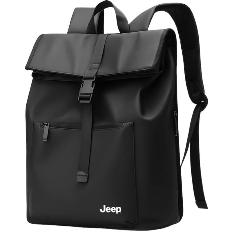 Рюкзак Jeep Oxford с кожаными вставками покрытие пленка сумка мужская черная - изображение 2