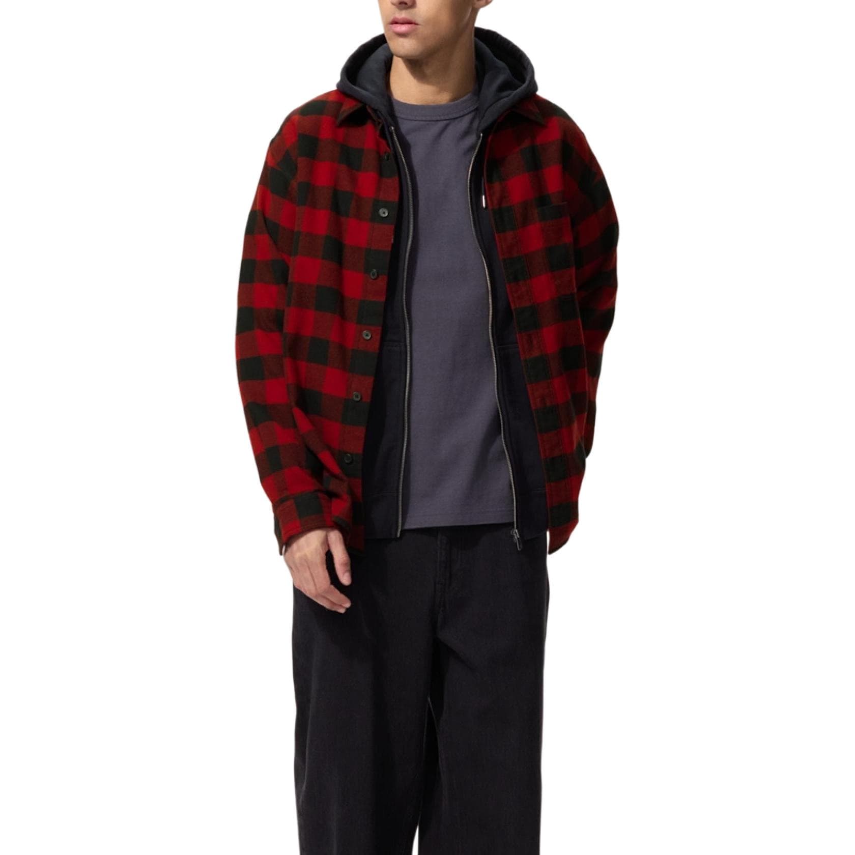 Рубашка UNIQLO Кораллово-красный Унисекс Рубашки - изображение 3