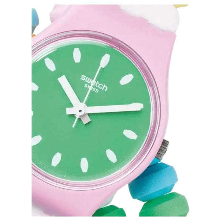 Часы SWATCH Original Collection Кварцевый механизм 30 м водонепроницаемость женские часы 25 мм зеленый циферблат - изображение 3