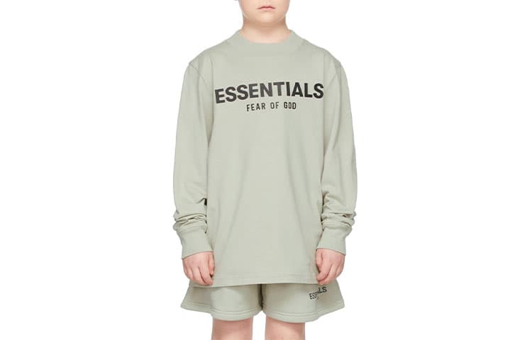 Кофта Fear of God Essentials FW21 Kids GreenConcrete Logo Long Sleeve T-Shirt LogoT - изображение 1