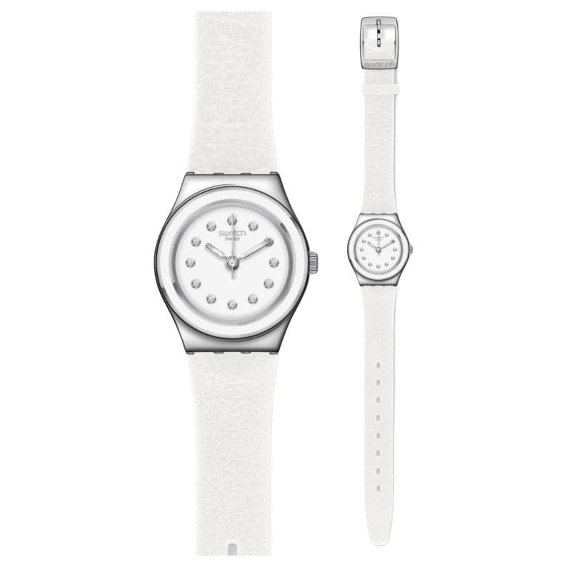 Часы Swatch Квартц Механизм 30 м Водонепроницаемые Женские Часы 28,7 мм Белый Циферблат Корпус из Нержавеющей Стали - изображение 5