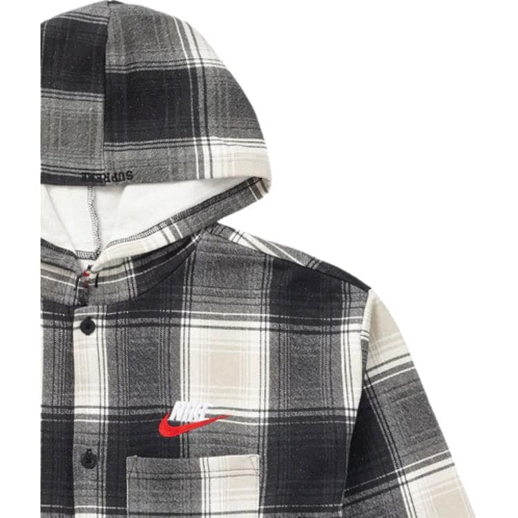 Кофта Supreme x Nike Plaid Hooded Sweatshirt Black - изображение 4