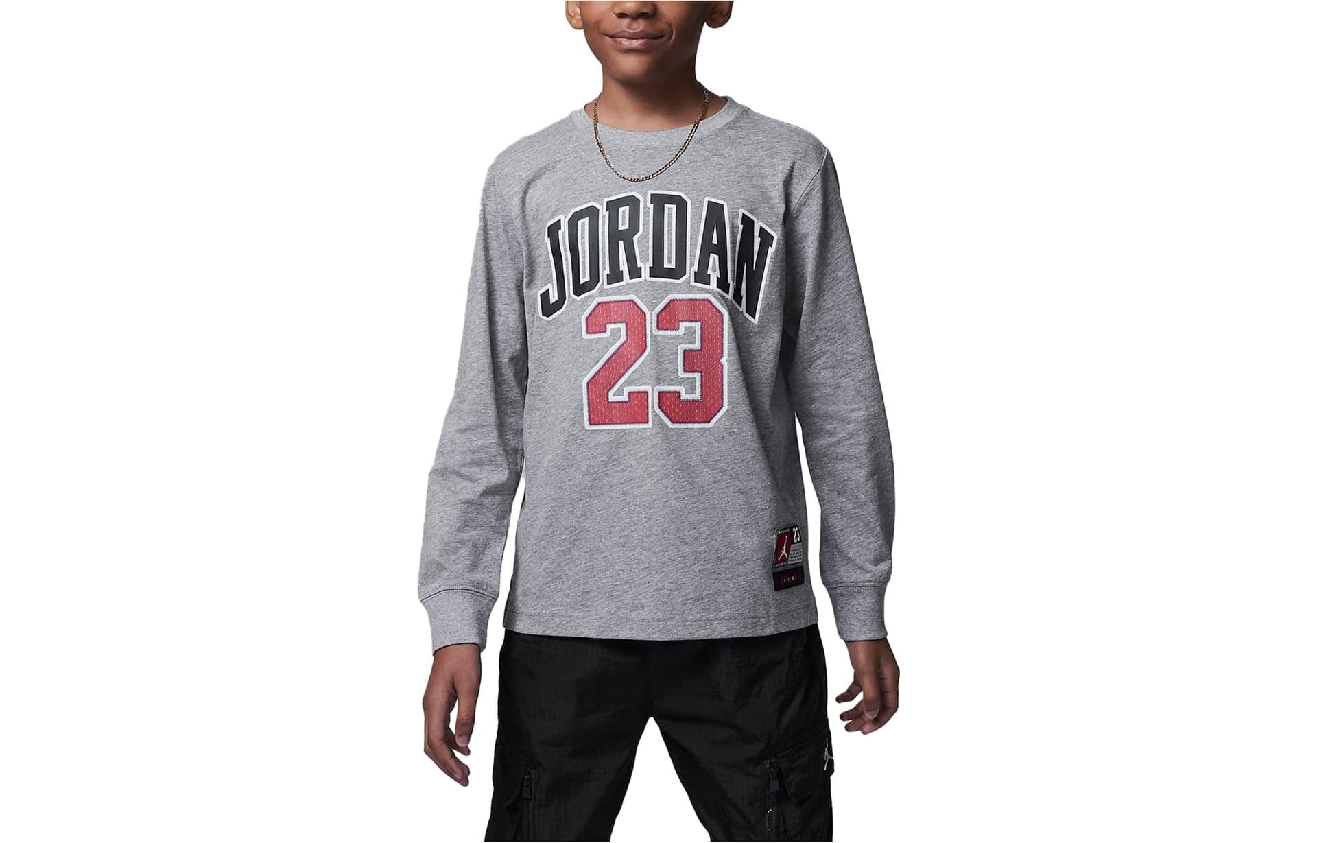 Футболка Jordan T-shirt Practice Flight Принт с буквами Повседневный Длинный рукав Грейдж Детский - изображение 1