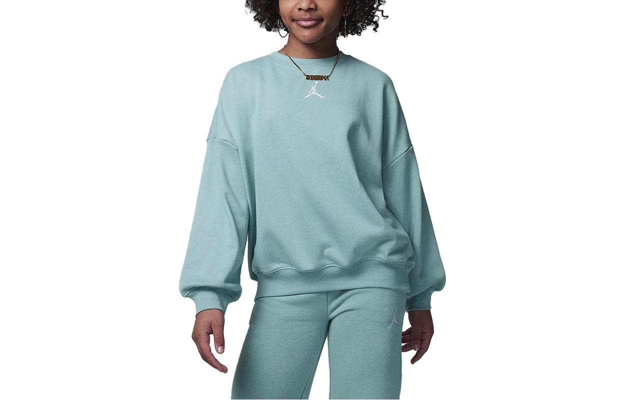 Jordan Kids Hoodie Jumpman Icon Play Однотонный с круглым вырезом Минеральный Детский - изображение 1
