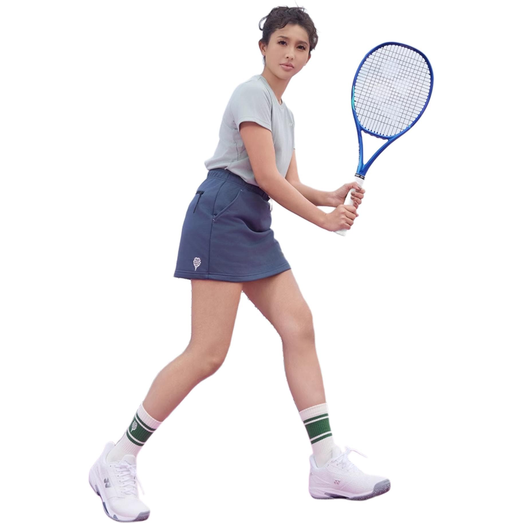 Юбка YONEX Естественная и Экологичная Коллекция SS25 Повседневные Короткие Юбки Женские Дымчато-Серый - изображение 3