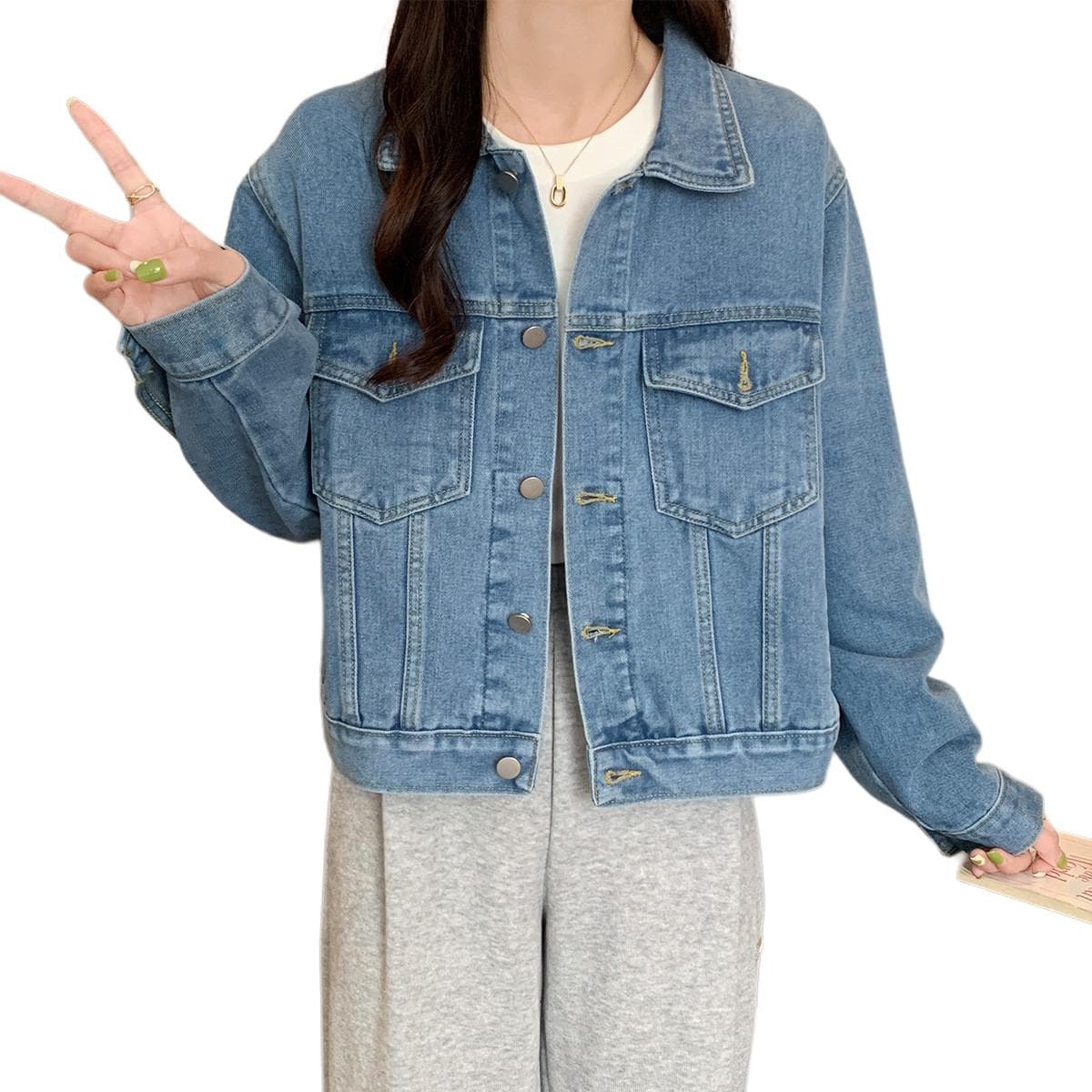 JEANSWEST Джинсовая куртка женская светло-синяя - изображение 2