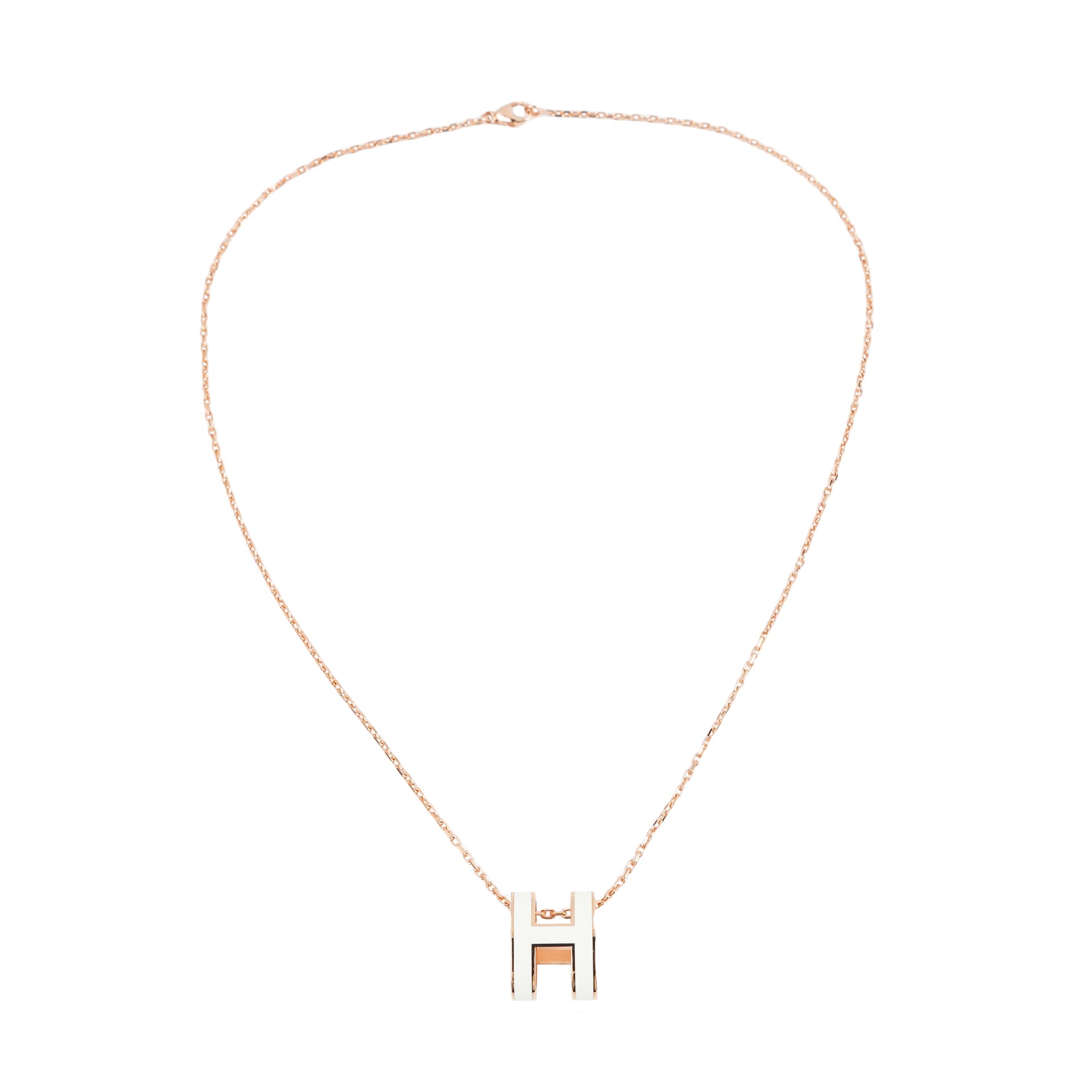 Ожерелье Hermes Pop H Pendant Necklace Gold Rose Gold White - изображение 2