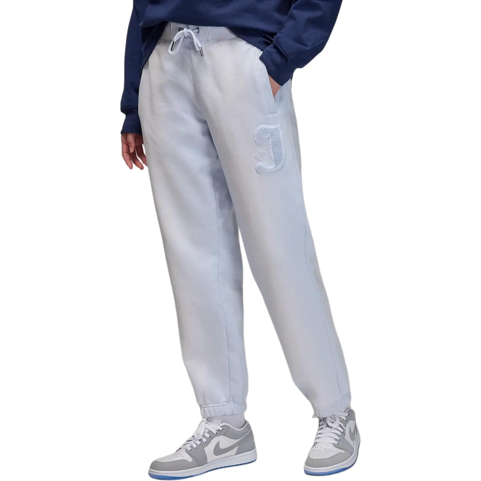 Штаны Jordan Flight Fleece Lined Трикотажная ткань Свободный крой Удобные Повседневные Брюки Женские Футбольно-серый - изображение 1