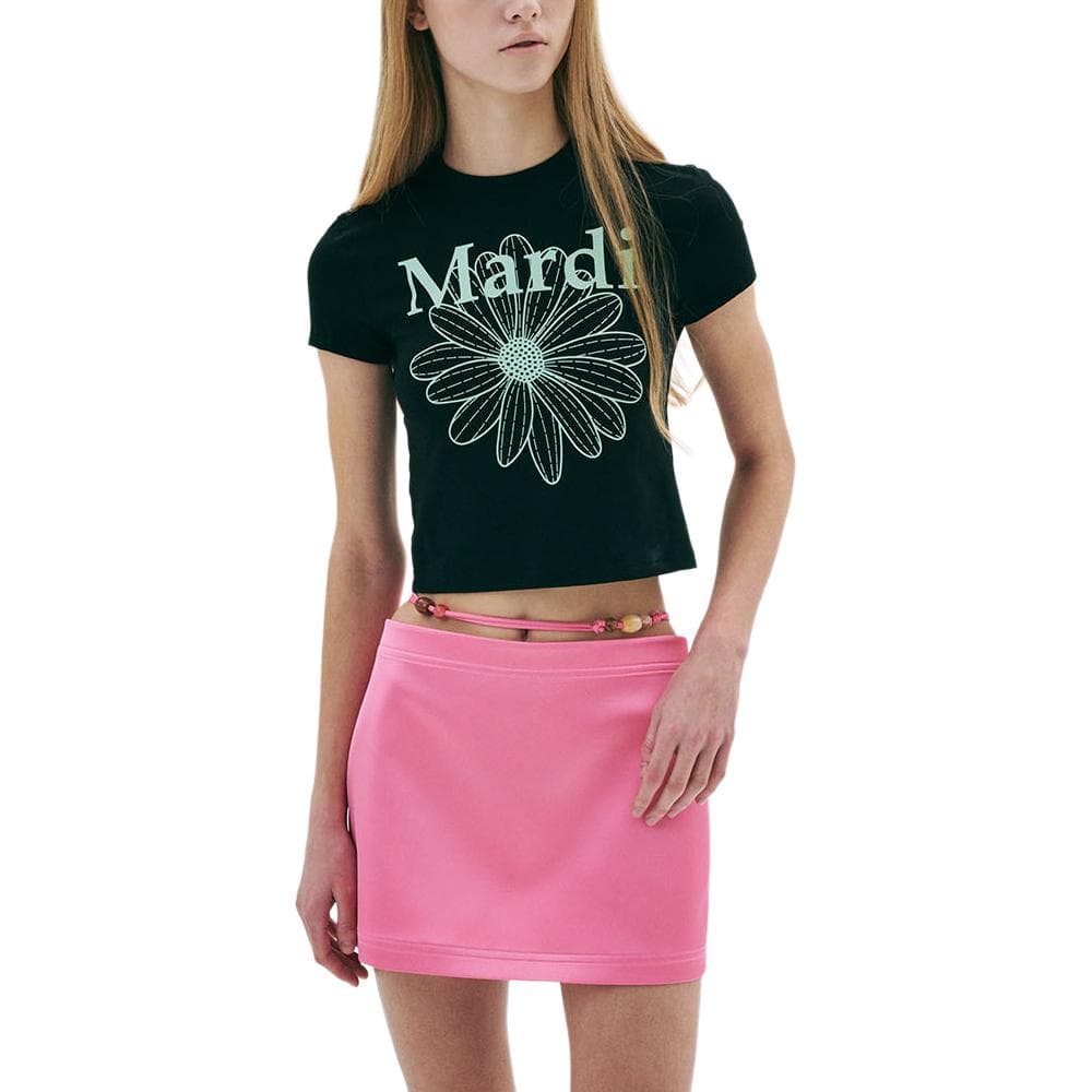MARDI MERCREDI SS25 Укороченное T-SHIRT FLOWERMARDI Лак Черный Мятный КРОВАТКА Корейский стиль Женский Черный Мятный - изображение 1